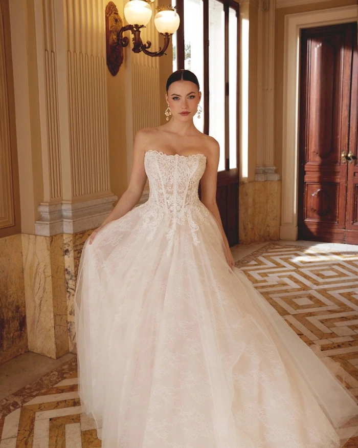 Romantic Beaded Bodice wedding dress by Justin Alexander at The Bridal Room Atherstone